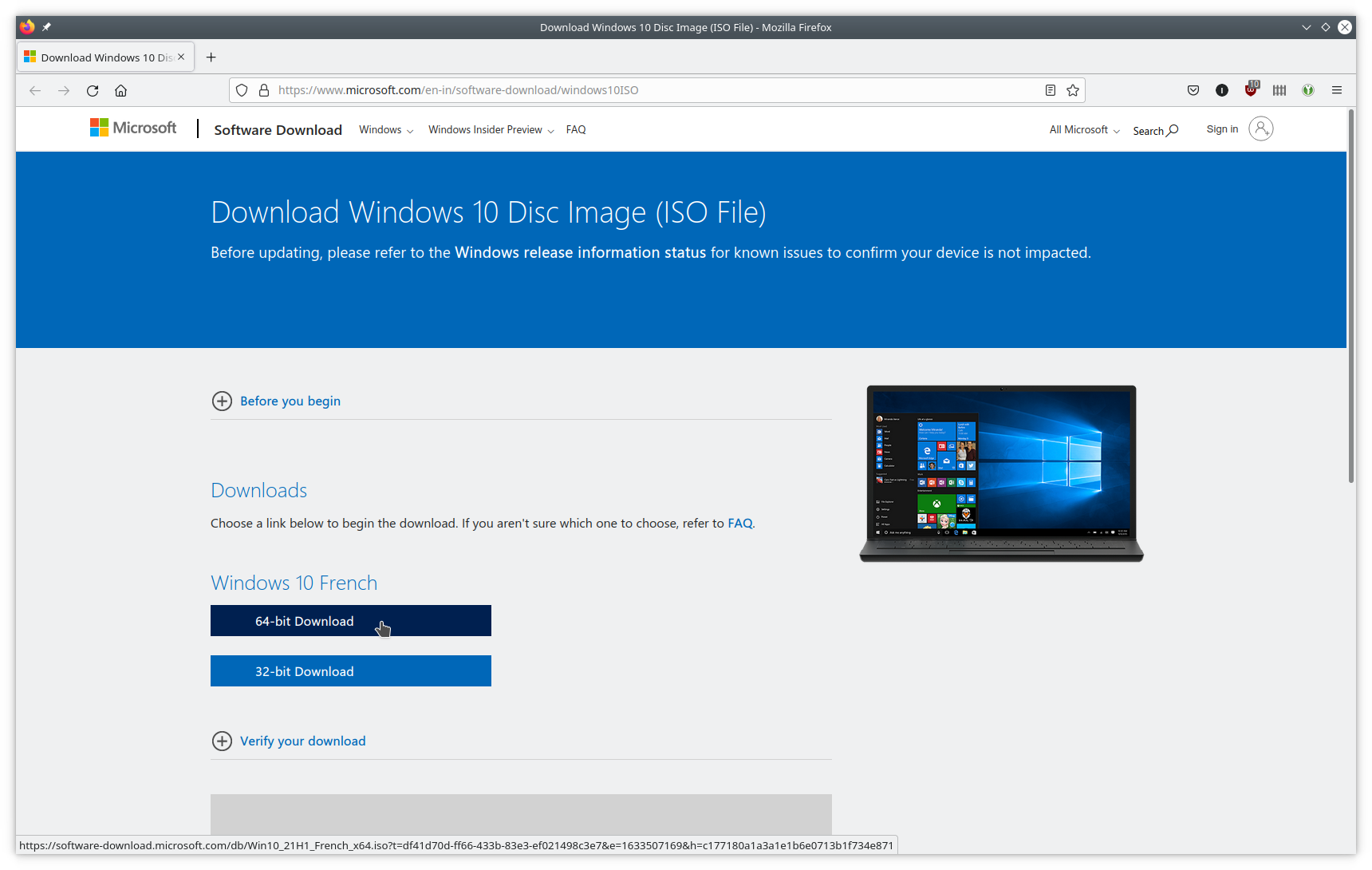 Windows 10 - Téléchargement